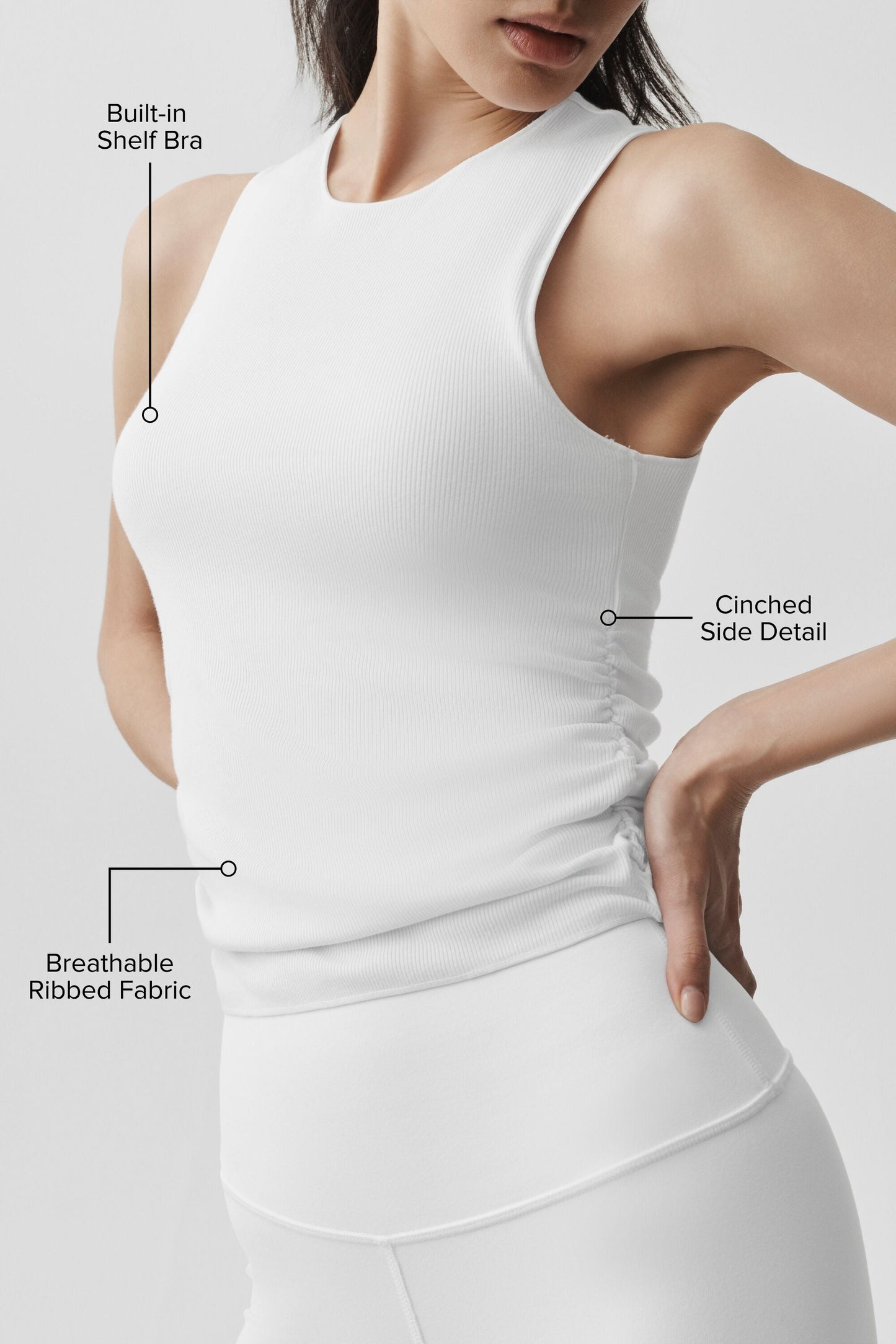 Ribbed En Pointe Tank - White