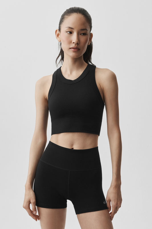 Seamless Modal Ribbed High Neck Delight Bra - Black